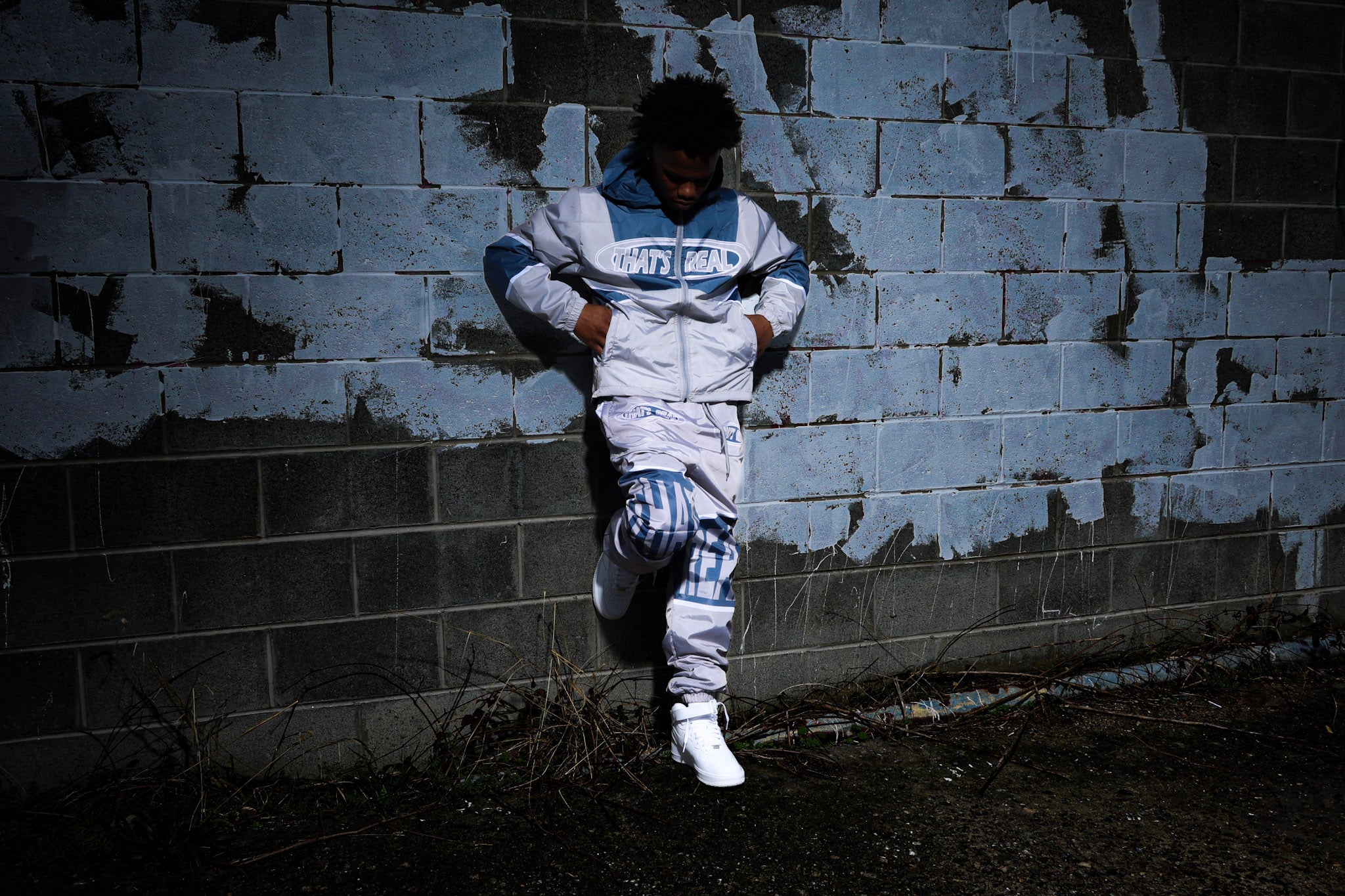 Light Gray & Dark Gray Windbreaker Set