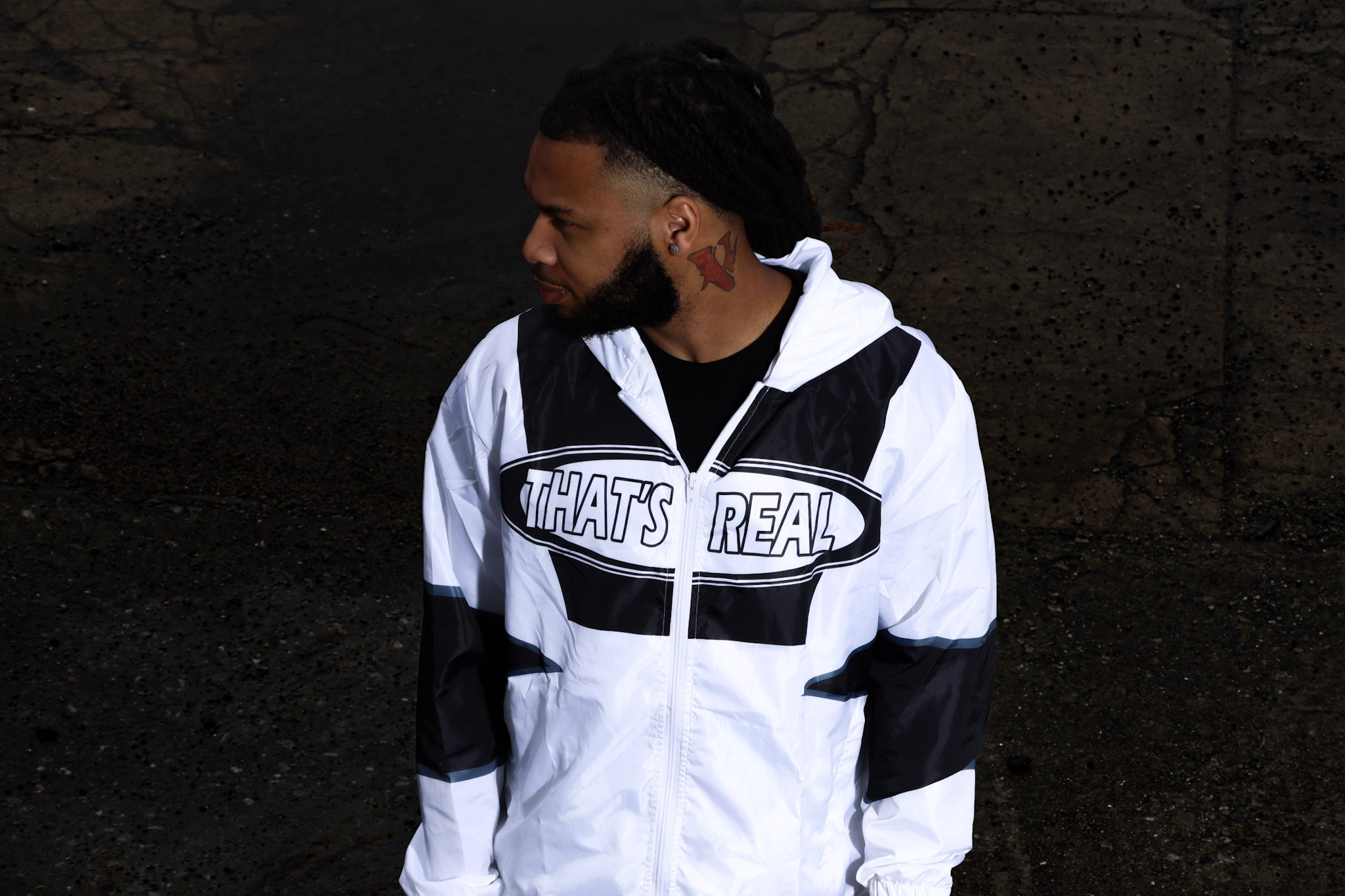 White & Black Windbreaker Set